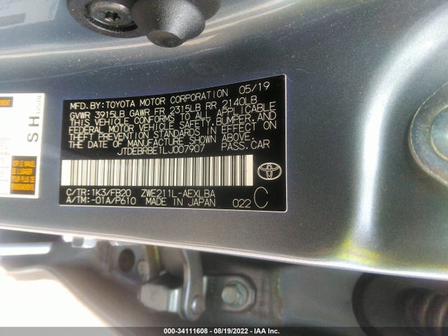 2020 Toyota Corolla, VIN: JTDEBRBE1LJ007907