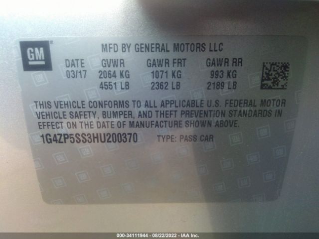 1G4ZP5SS3HU200370 Buick Lacrosse Essence