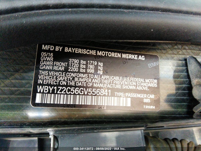 2016 BMW i3, VIN: WBY1Z2C56GV556841