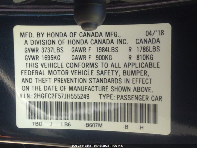 Honda Civic Sedan Lx 2018 2HGFC2F57JH555249 Image 9