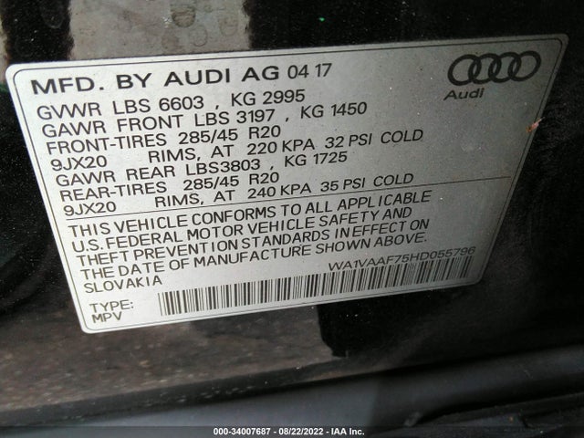 Audi Q7 Prestige 2017 WA1VAAF75HD055796 Image 9