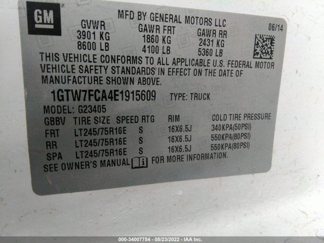 2014 GMC Savana, VIN: 1GTW7FCA4E1915609