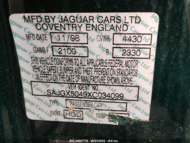 SAJGX5049XC034099 Jaguar XK8