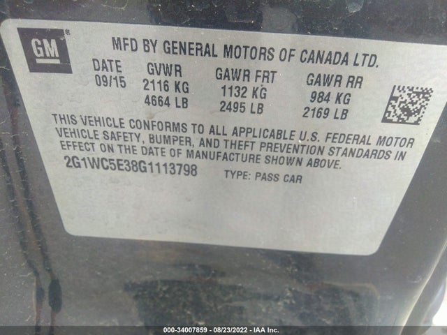 Chevrolet Impala Limited Ltz 2016 2G1WC5E38G1113798 Image 9