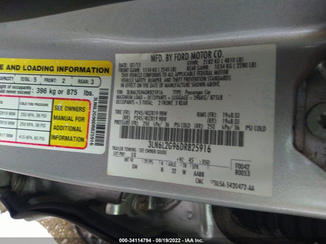 Lincoln MKZ 2013 3LN6L2G96DR825916 Image 10