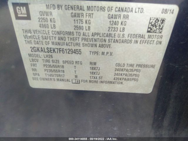 2GKALSEK7F6129455 GMC Terrain Slt