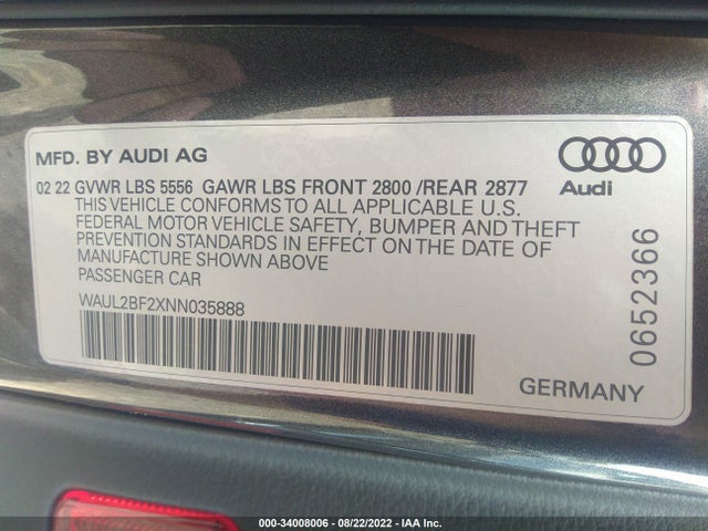 2022 Audi A6, VIN: WAUL2BF2XNN035888