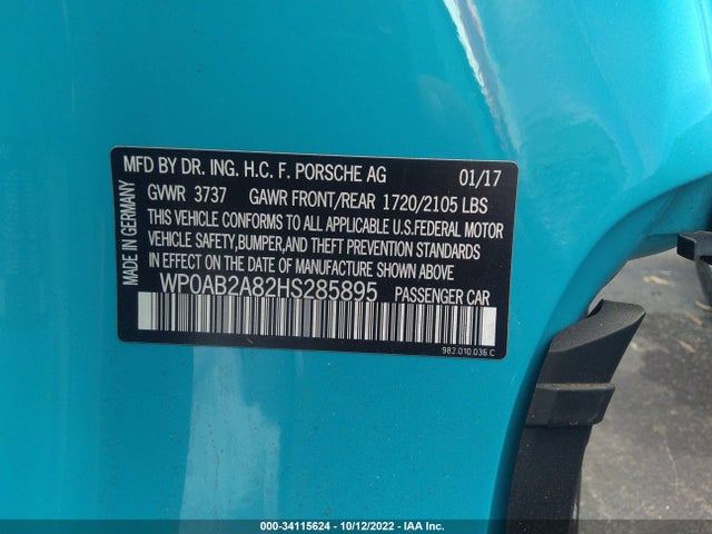 2017 Porsche Cayman, VIN: WP0AB2A82HS285895
