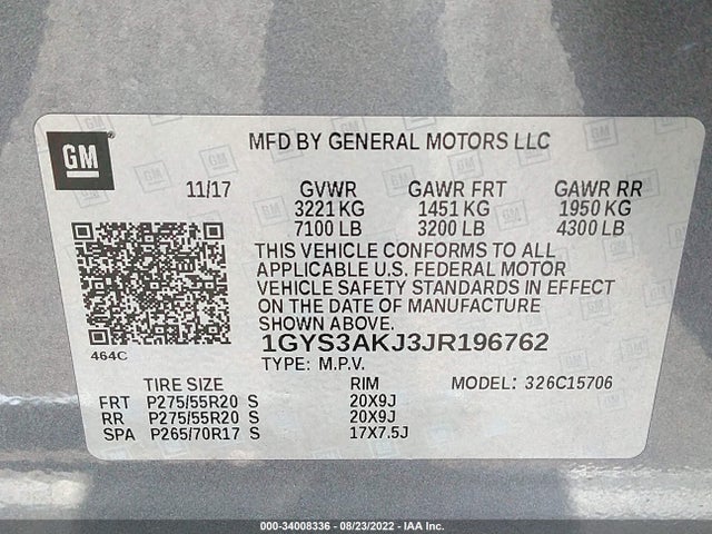 2018 Cadillac Escalade, VIN: 1GYS3AKJ3JR196762