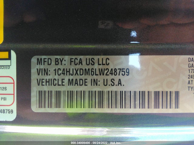 2020 Jeep Wrangler, VIN: 1C4HJXDM6LW248759