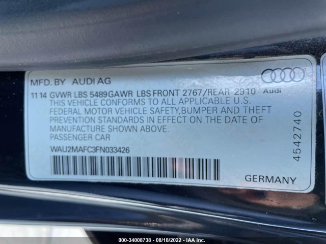 2015 Audi A7, VIN: WAU2MAFC3FN033426