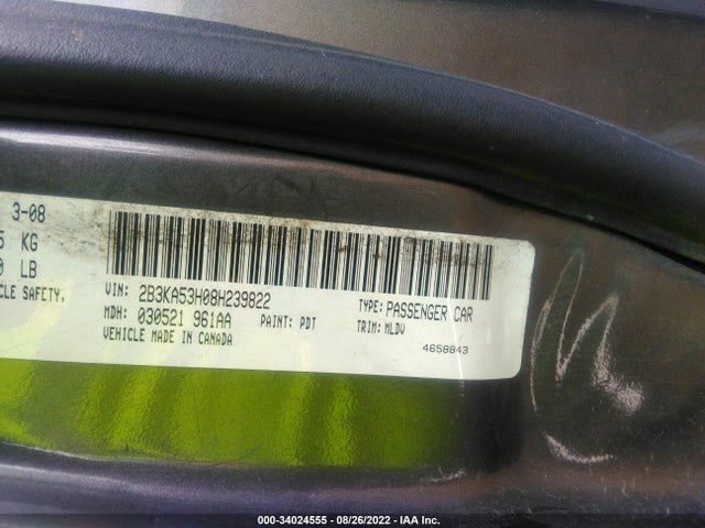 2008 DODGE CHARGER R/T VIN: 2B3KA53H08H239822