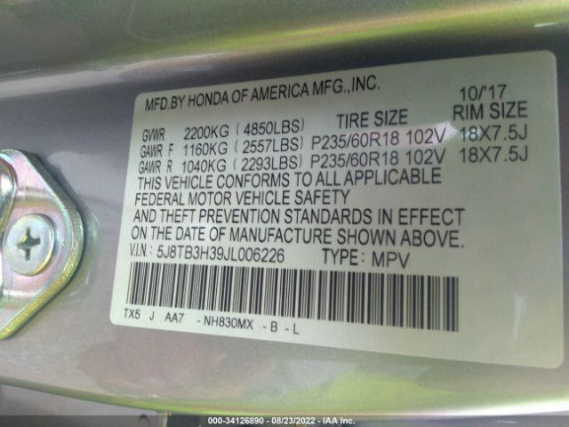 5J8TB3H39JL006226 Acura RDX