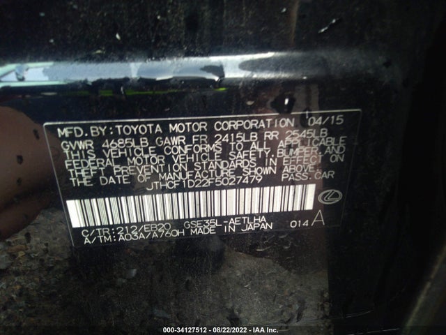 JTHCF1D22F5027479 Lexus IS 250