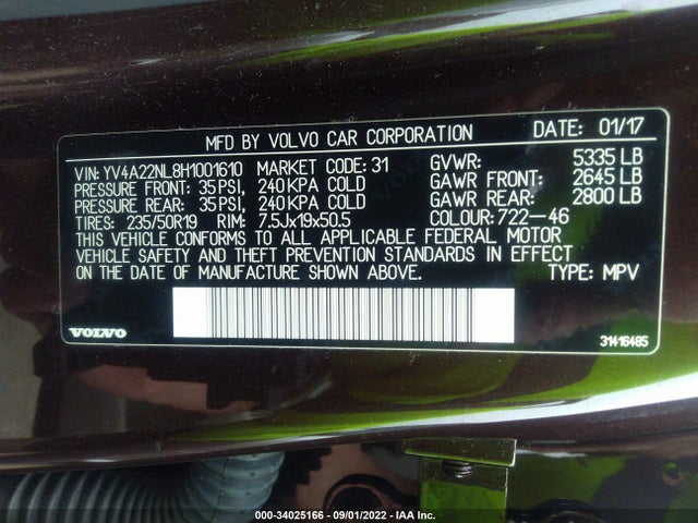 2017 Volvo V90, VIN: YV4A22NL8H1001610