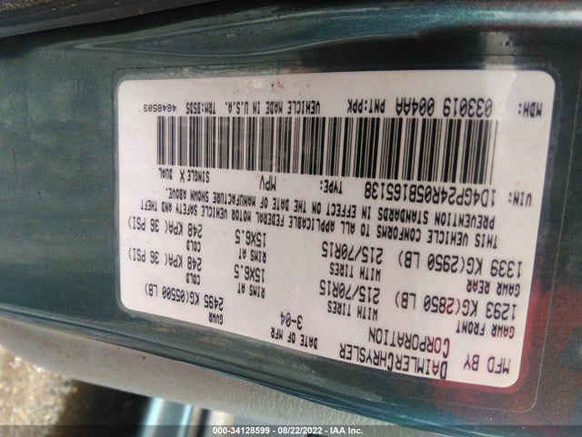 Dodge Grand Caravan Se 2005 1D4GP24R05B165138 Image 10