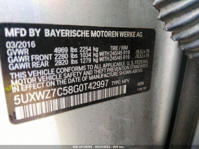 5UXWZ7C58G0T42997 BMW X3 Sdrive28i