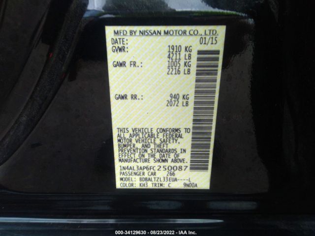 1N4AL3AP6FC250087 Nissan Altima 2.5 Sl