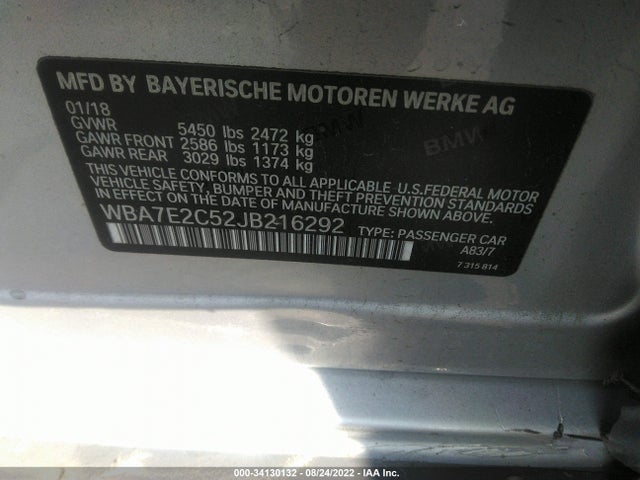 BMW 7 Series 740i 2018 WBA7E2C52JB216292 Image 10