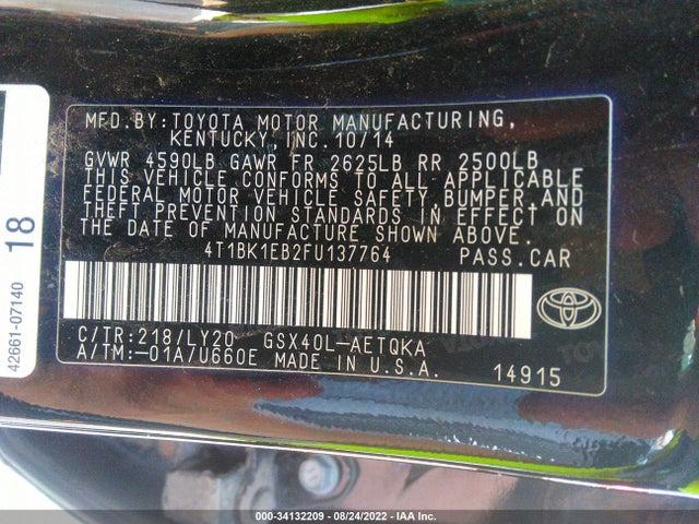 2015 Toyota Avalon, VIN: 4T1BK1EB2FU137764