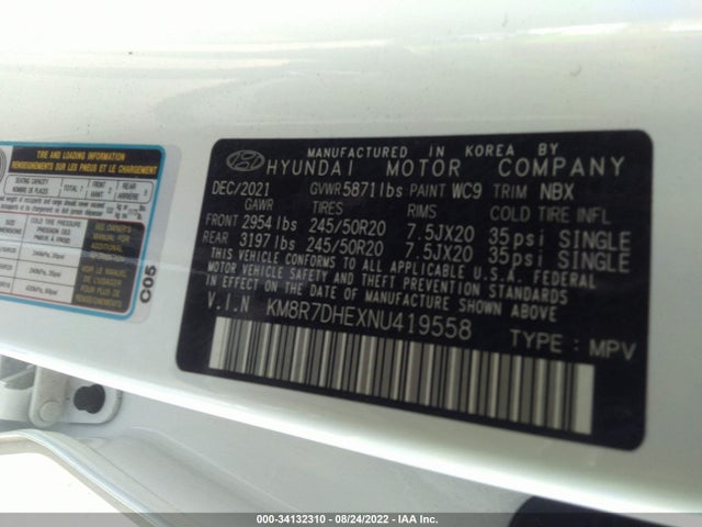 2022 HYUNDAI PALISADE CALLIGRAPHY VIN: KM8R7DHEXNU419558