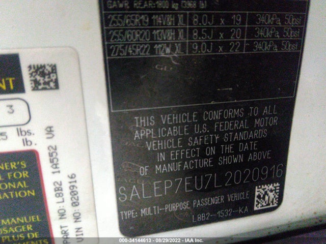2020 Land Rover Defender, VIN: SALEP7EU7L2020916