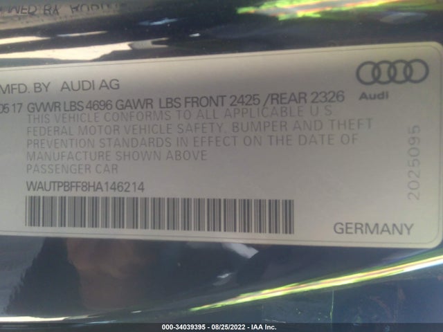 2017 Audi A3, VIN: WAUTPBFF8HA146214