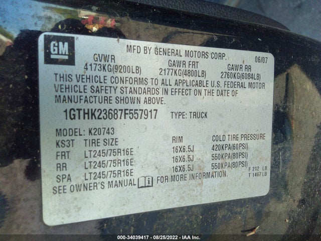 GMC Sierra 2500hd Sle1 2007 1GTHK23687F557917 Image 10
