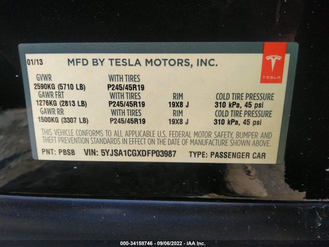 Tesla MODEL S 2013 5YJSA1CGXDFP03987 Image 10