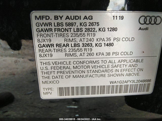 2020 Audi Q5, VIN: WA1G2AFY3L2048686