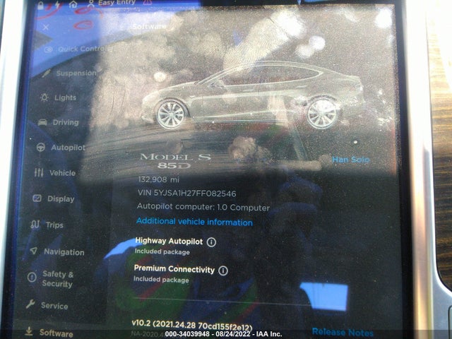 Tesla Model S 85d/p85d/70d/90d/p90d 2015 5YJSA1H27FF082546 Image 8