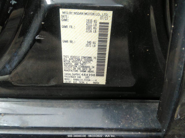 Nissan Altima 2.5 S 2015 1N4AL3AP9FC484398 Image 10