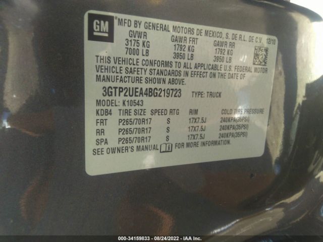 3GTP2UEA4BG219723 GMC Sierra 1500 Sl