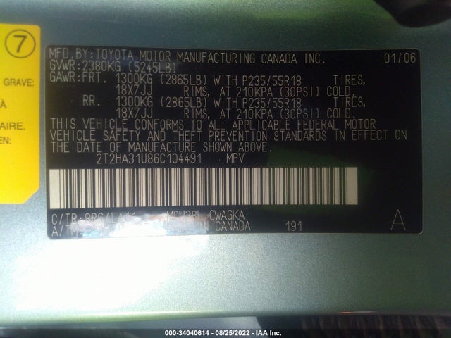 2T2HA31U86C104491 Lexus RX 330