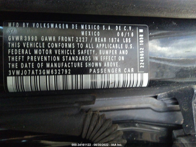 2016 Volkswagen Beetle, VIN: 3VWJ07AT3GM632792
