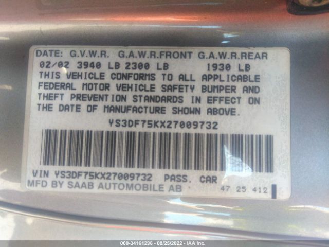 2002 SAAB 9-3 YS3DF75KX27009732 Photo 8