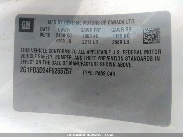 Chevrolet CAMARO LT 2015 2G1FD3D34F9265757 Image 10