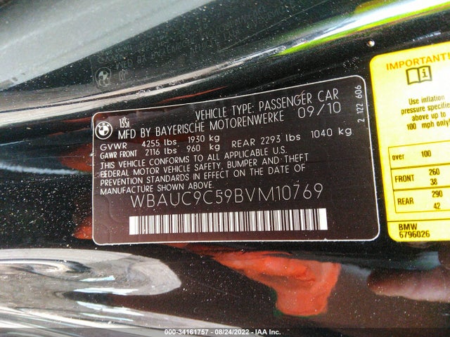 BMW 1 Series 135i 2011 WBAUC9C59BVM10769 Image 9