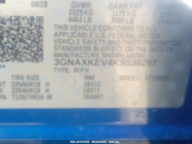 Chevrolet EQUINOX LT 2019 3GNAXKEV4KS538297 Image 10