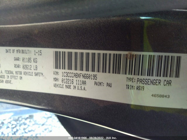 2015 CHRYSLER 200 LIMITED VIN: 1C3CCCABXFN660195