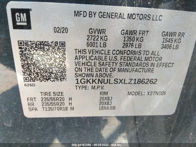 2020 GMC Acadia, VIN: 1GKKNULSXLZ186262