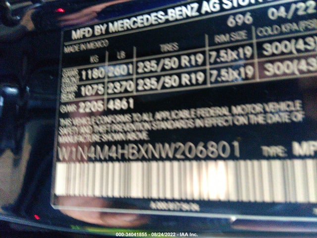 2022 Mercedes-Benz GLB-Class, VIN: W1N4M4HBXNW206801