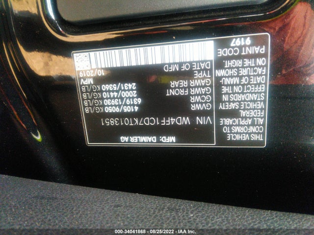 2019 Mercedes-Benz Sprinter, VIN: WD4FF1CD7KT013851