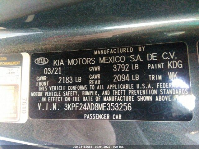2021 Kia Forte, VIN: 3KPF24AD8ME353256