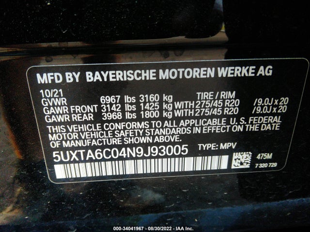 BMW X5 Xdrive45e 2022 5UXTA6C04N9J93005 Image 9