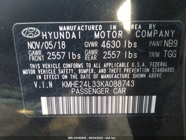 2019 Hyundai Sonata, VIN: KMHE24L33KA088743