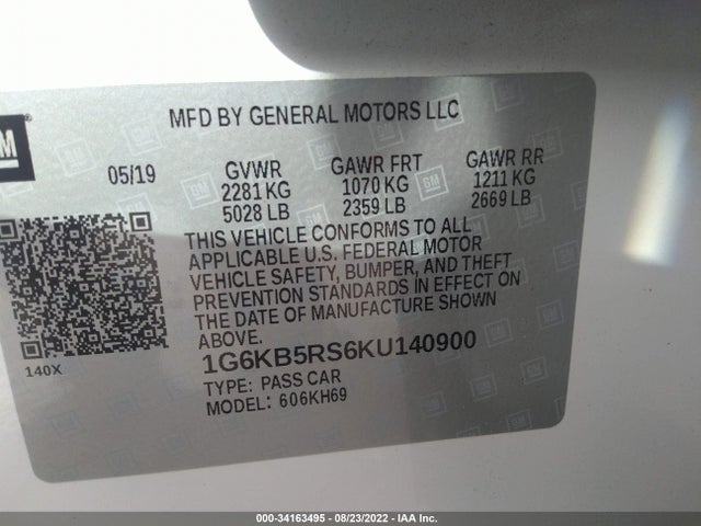 2019 Cadillac CT6, VIN: 1G6KB5RS6KU140900