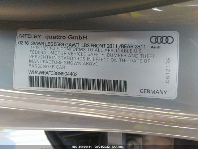 2016 Audi RS 7, VIN: WUAWRAFC3GN904402