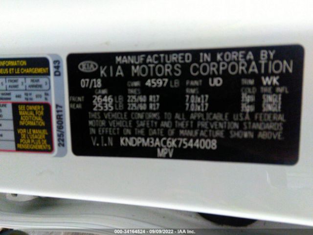 KNDPM3AC6K7544008 KIA Sportage Lx