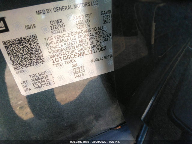2020 GMC Canyon, VIN: 1GTG6CEN9L1117982